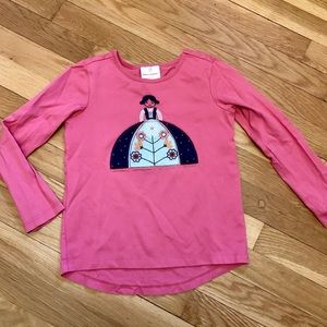 Hanna Andersson 120 Girls’ Pink Long Sleeve Doll Appliqué Shirt